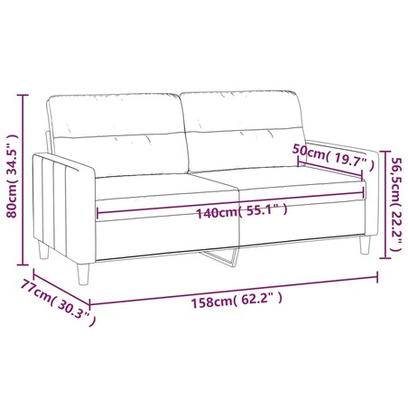 vidaXL Sofa 2-osobowa, jasnoszara, 140 cm, tapicerowana tkaniną