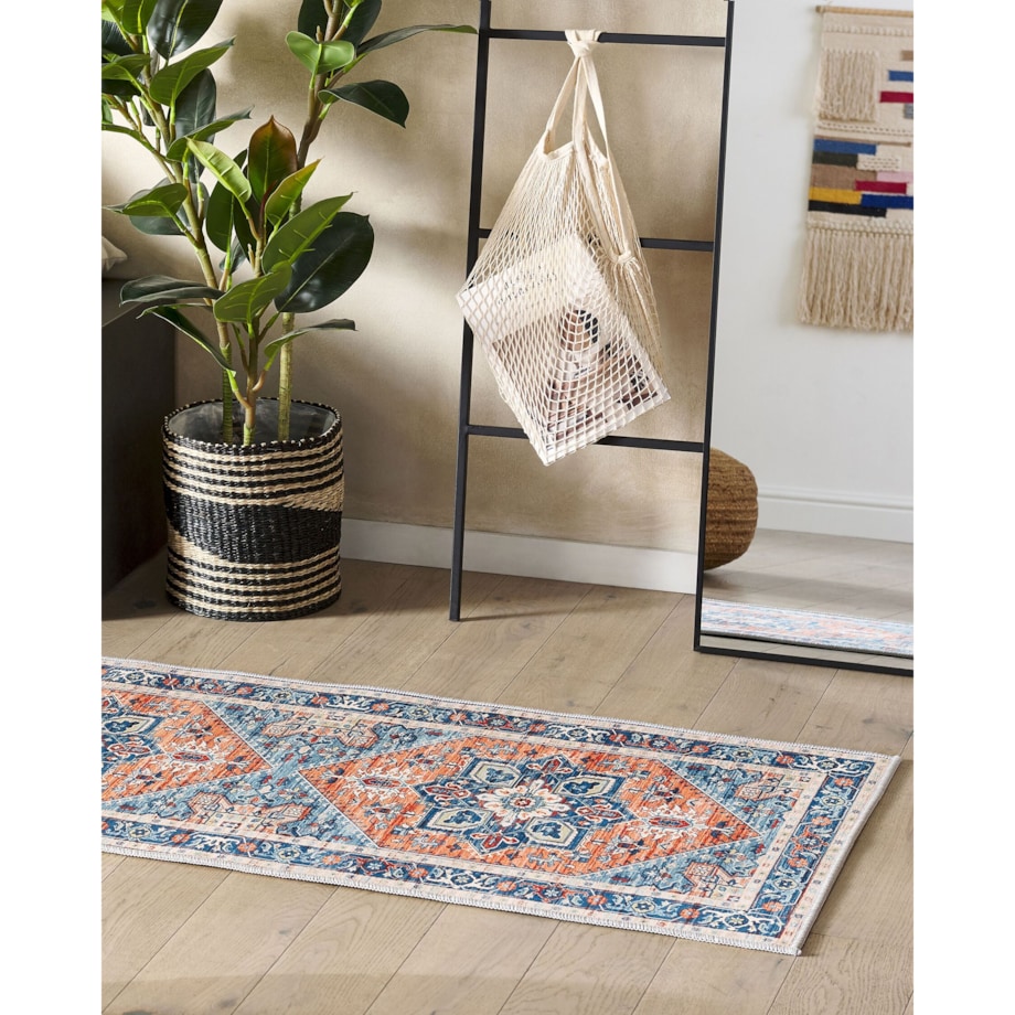 Dywan 70 x 200 cm niebiesko-pomarańczowy RITAPURAM