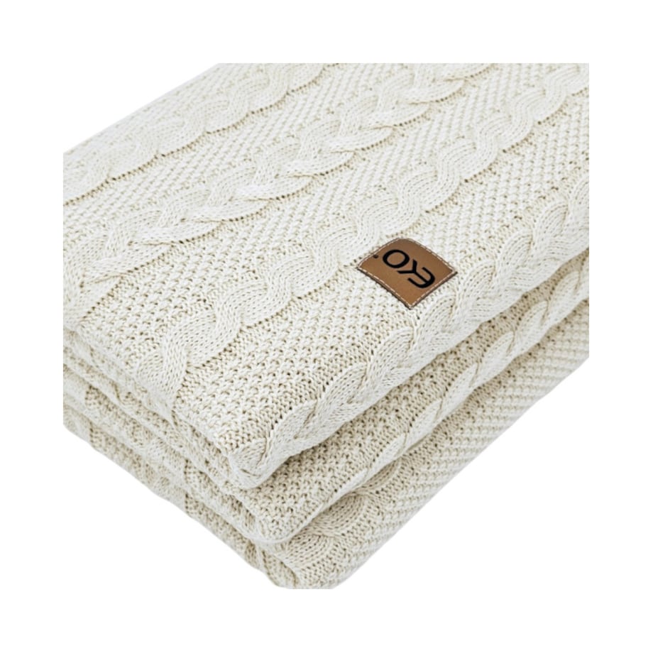 Koc dzianinowy bawełniany 150x200 cm – VENEZIA LATTE