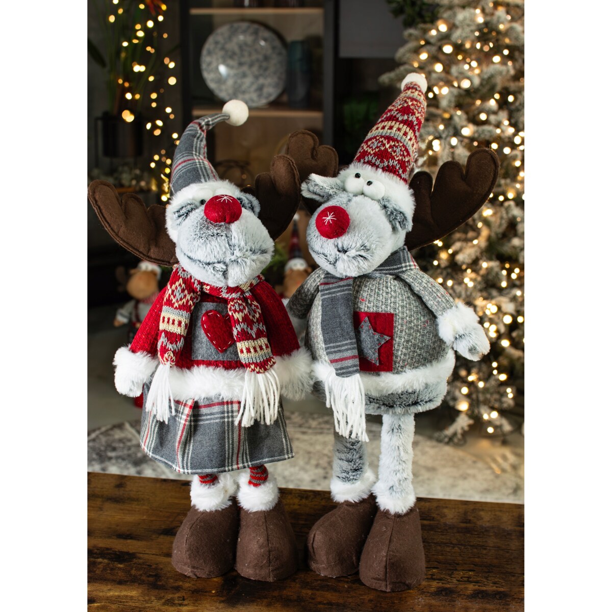 Para RENIFER skrzaty świąteczna OZDOBA gnomy na święta LOŚ komplet DUŻE