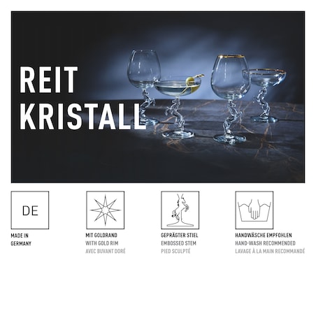 Ritzenhoff Kieliszek do szampana kryształ rzeźbiony złoty rant Reitkristall motyw koń wersja premium
