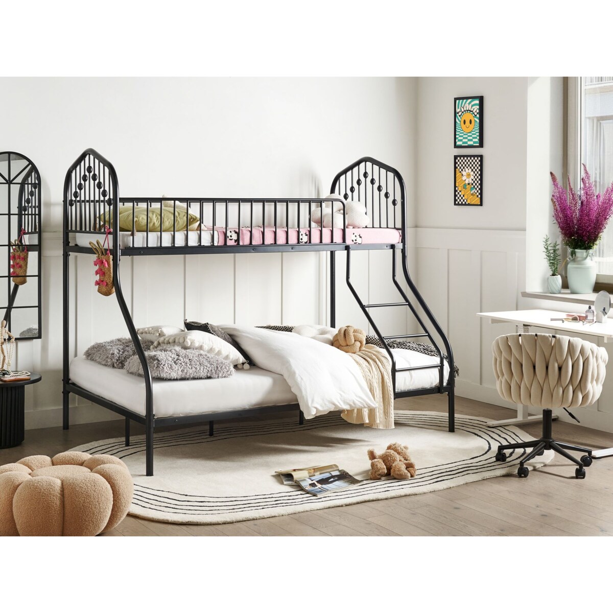 Łóżko piętrowe Metal CHAMONIX 90/140 x 200 cm Czarny