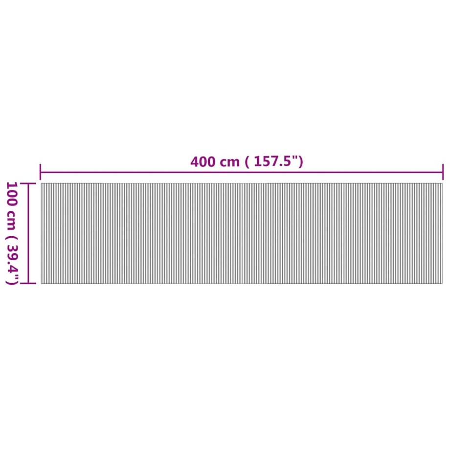 vidaXL Dywan prostokątny, naturalny, 100x400 cm, bambusowy