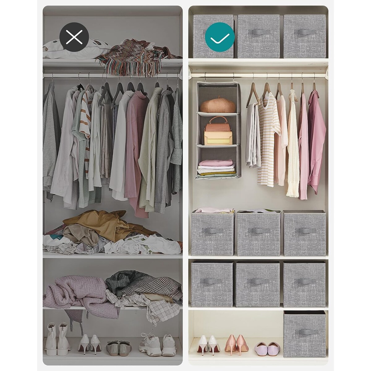 Zestaw Organizer Pudełko Do Szafy Szary