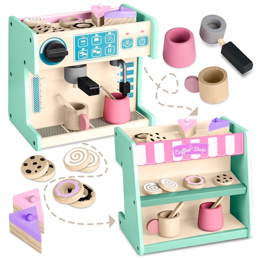 Drewniany ekspres do kawy kawiarnia cukiernia filiżanki 2w1 Ricokids miętowy