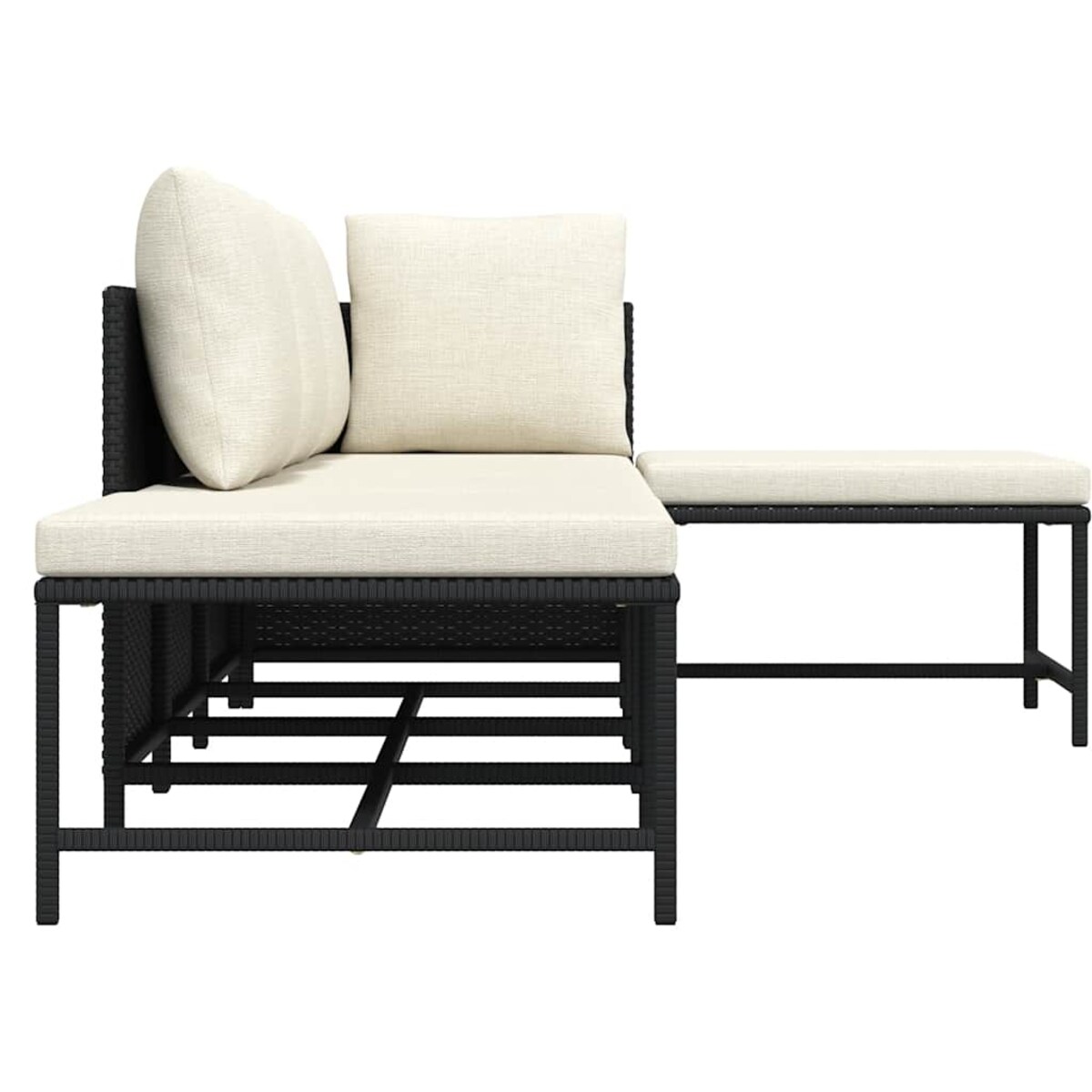 vidaXL 5-cz. zestaw wypoczynkowy do ogrodu, poduszki, czarny rattan PE