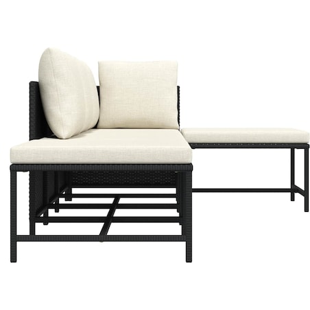 vidaXL 5-cz. zestaw wypoczynkowy do ogrodu, poduszki, czarny rattan PE