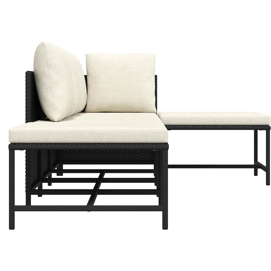 vidaXL 5-cz. zestaw wypoczynkowy do ogrodu, poduszki, czarny rattan PE