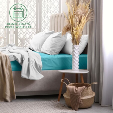 Prześcieradło frotte z gumką 180x200 kolor turkus