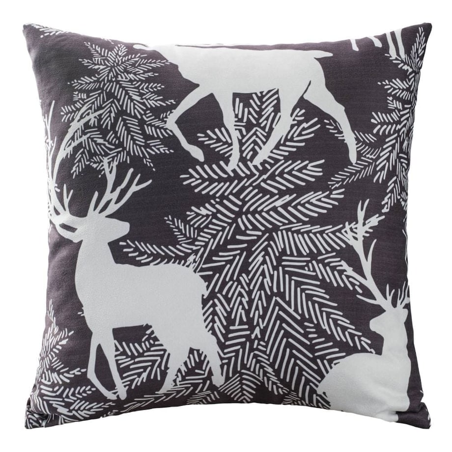 Poszewka dekoracyjna świąteczna 43x43 czarna w białe renifery