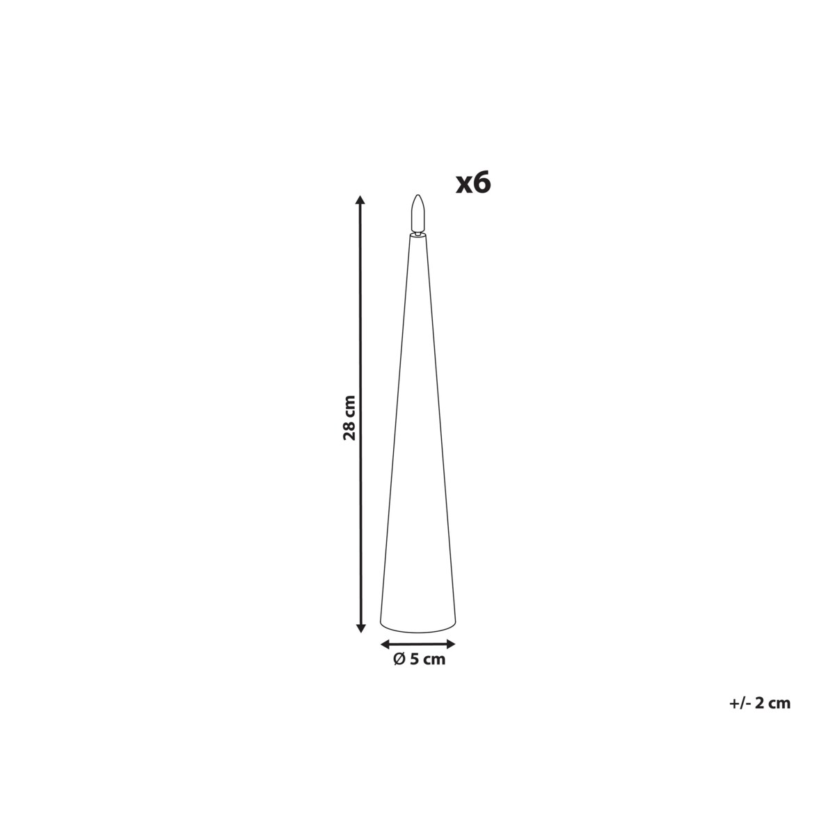 Zestaw 6 świec LED AURUM 28 cm Czerwony