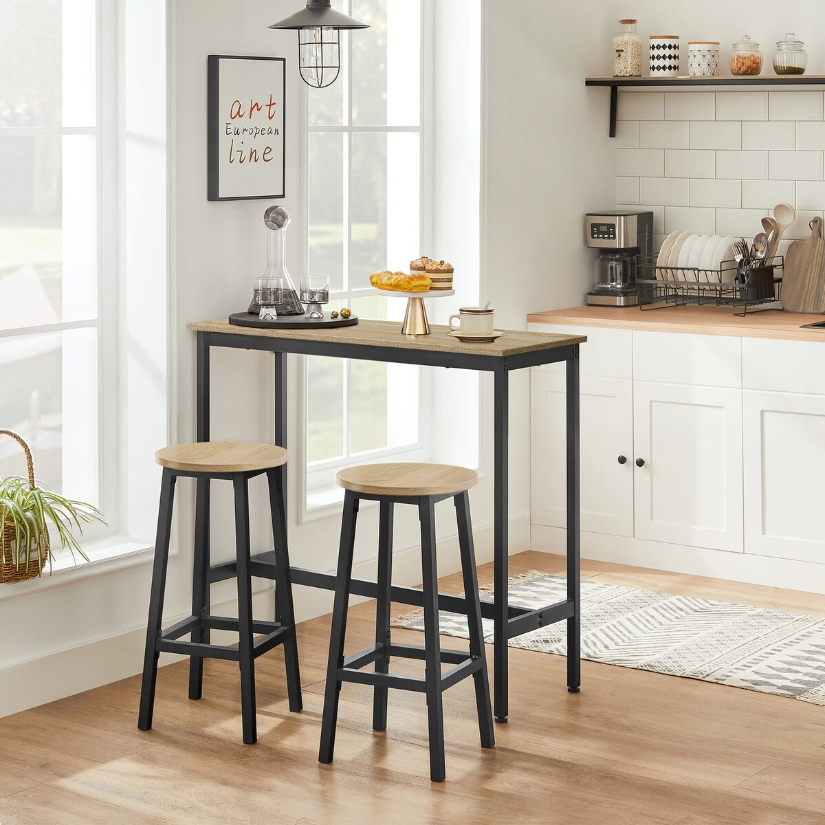 Stół Do Jadalni Kuchni Salonu Biura Barowy + 2 Taborety Sonoma