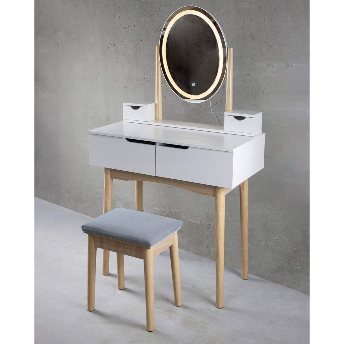 TOALETKA z lustrem LED kosmetyczna skandynawska