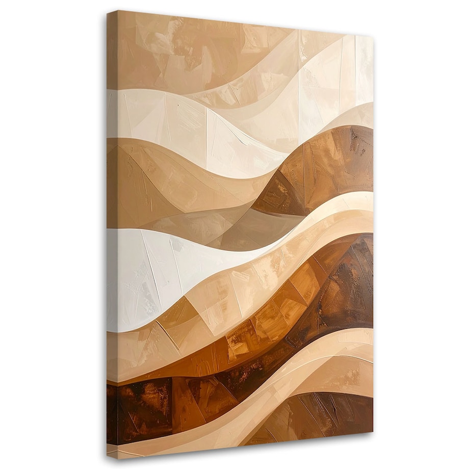 Obraz do salonu sypialni kuchni, Beżowe Fale Kształty Abstrakcja