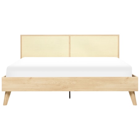 Łóżko rattanowe 180 x 200 cm jasne drewno MONPAZIER