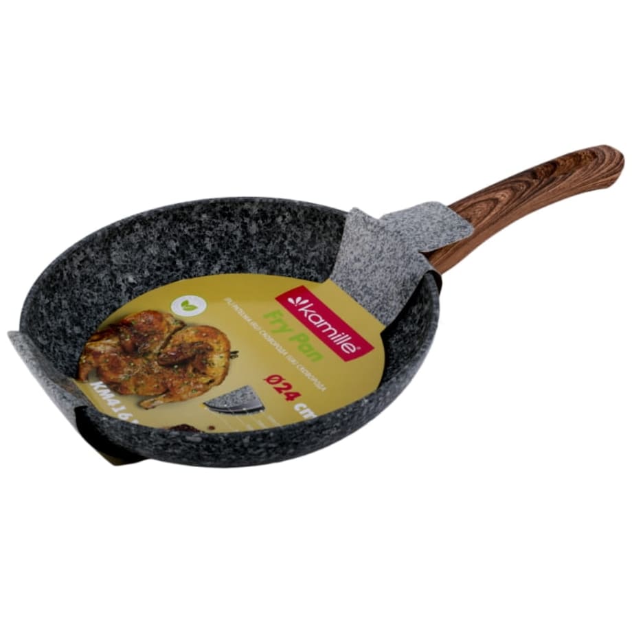 Patelnia granitowa imitacja drewna 24cm indukcja KAMILLE