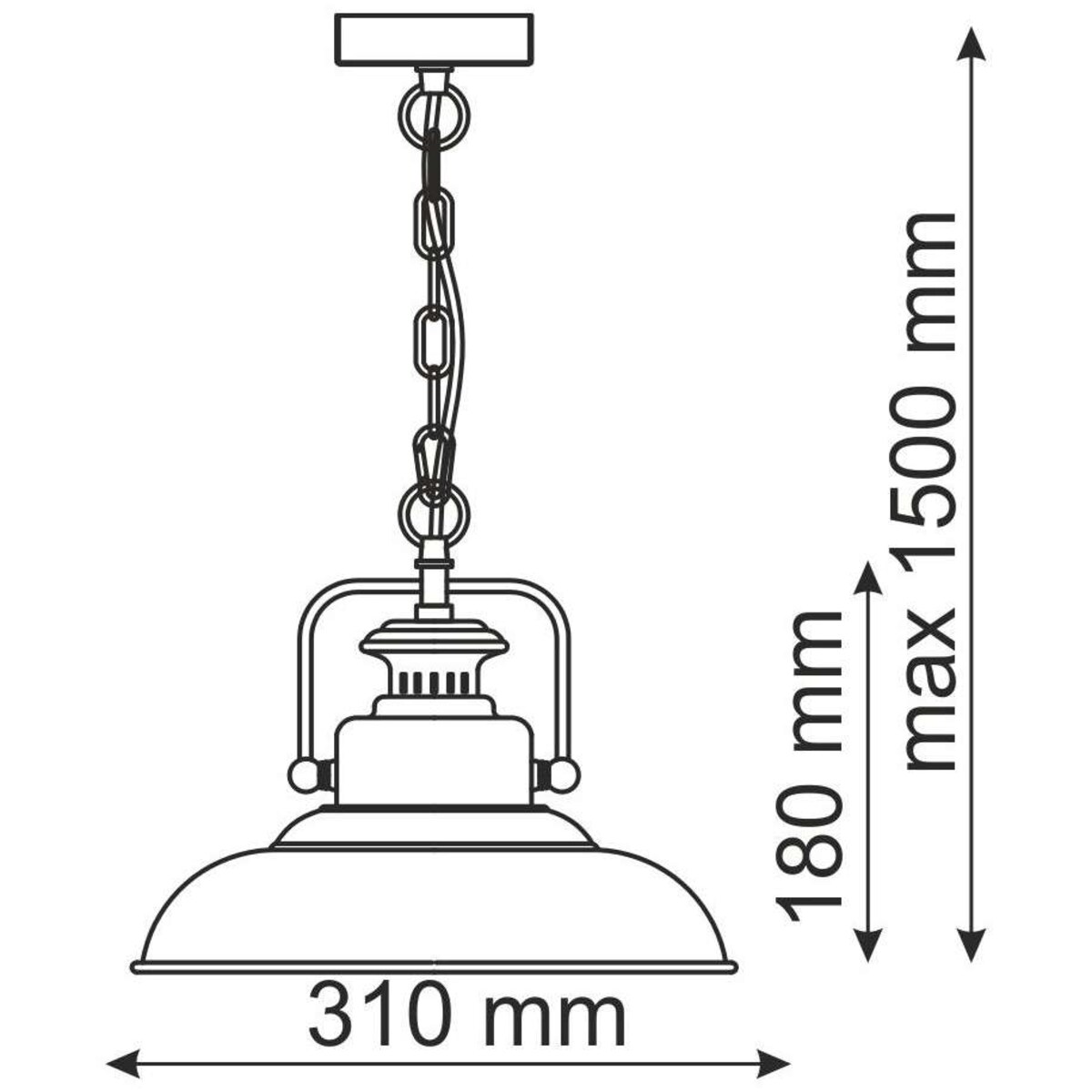 LAMPA wisząca ICELAND 305473 Polux industrialna OPRAWA zwis na łańcuchu czarny