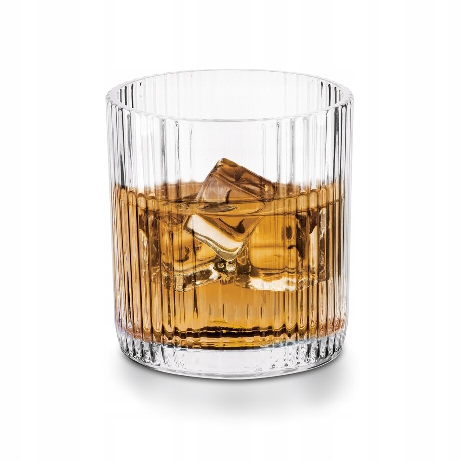 6X SZKLANKI LITERATKI niskie W PRĄŻKI na whisky alkohol napoje soki 320ml