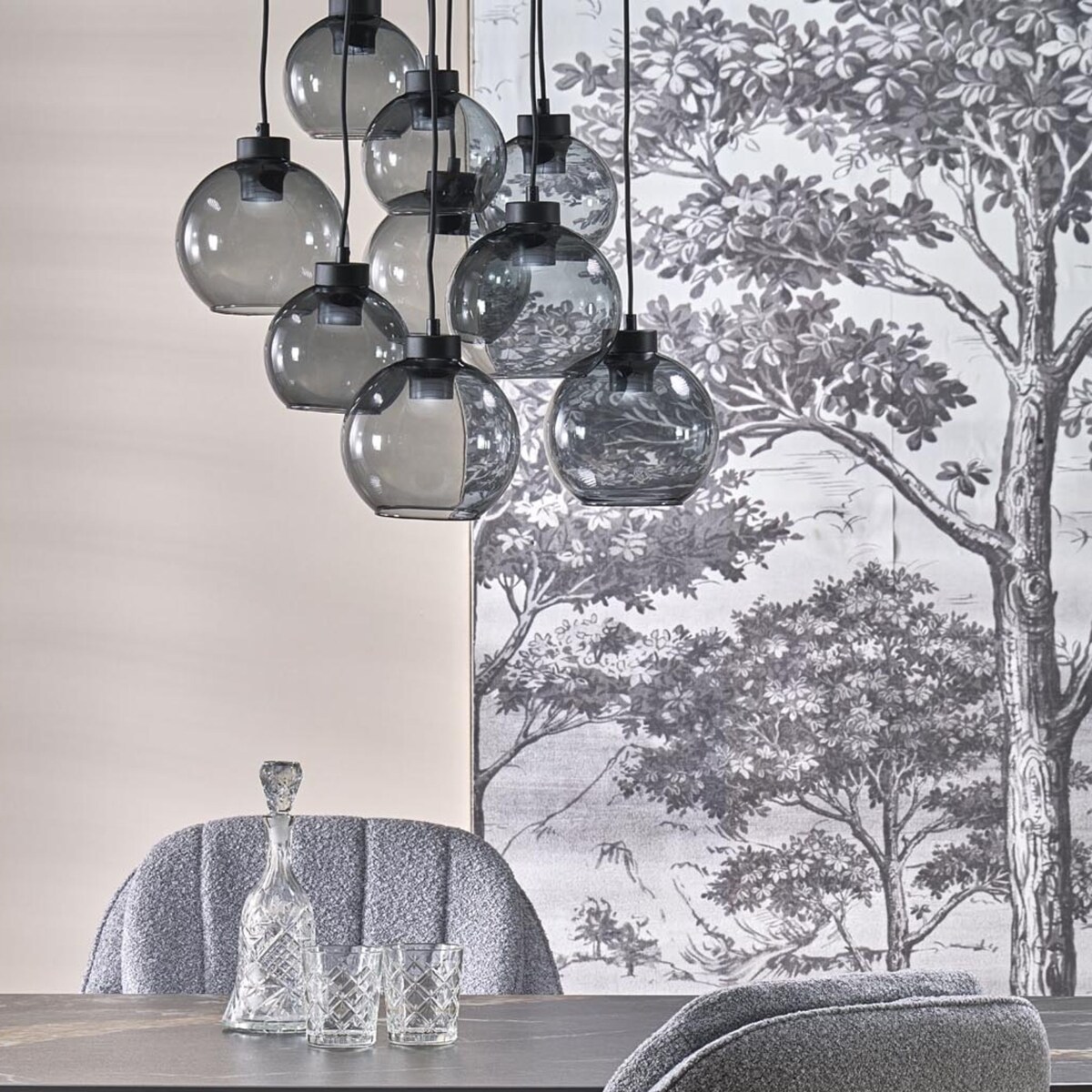 Lampa wisząca TK Lighting CUBUS GRAPHITE 10208, 9xE27, grafitowo-czarna, regulowana, 58 cm