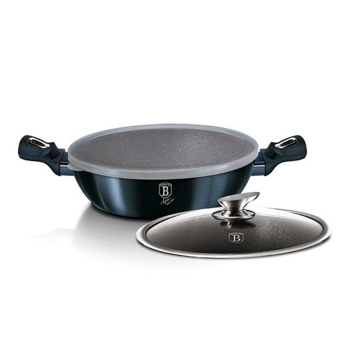 Garnek płaski z powłoką granitową 3.8L 28cm BERLINGER HAUS Metallic Aquamarine