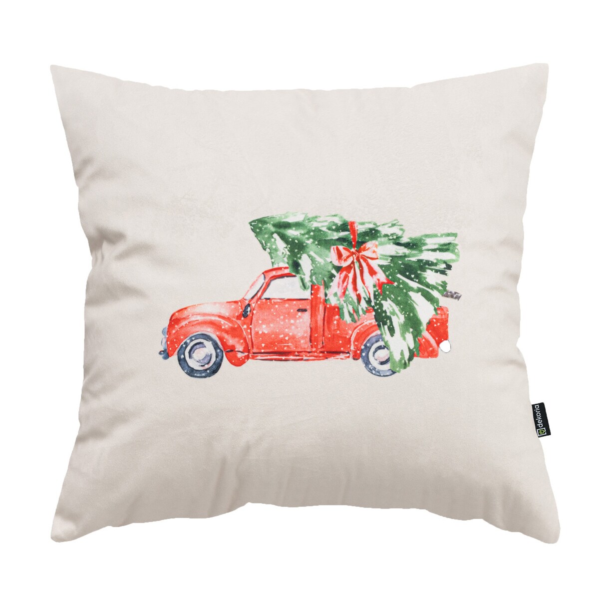 Poszewka na poduszkę Christmas Car 43x43 cm boże narodzenie, święta, świąteczne, biały-ecru-kremowy, 43x43 cm