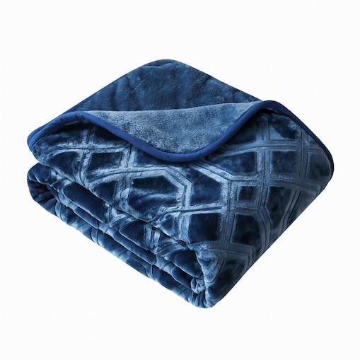 Gruby Granatowy Koc Akrylowy 160x200 VITO