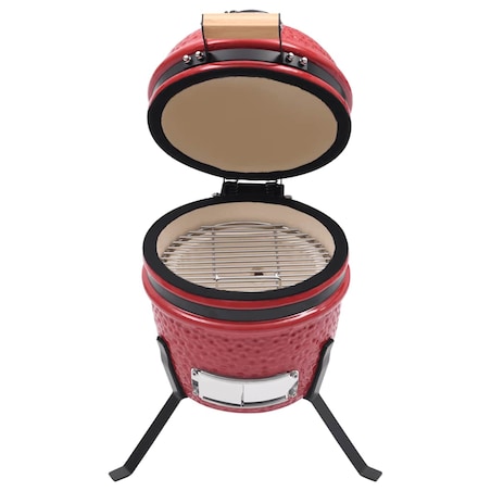 vidaXL Ceramiczny grill kamado z wędzarnią, 2-w-1, 56 cm, czerwony