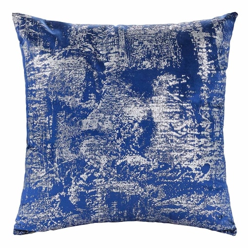 Poszewka dekoracyjna 40x40 ciemno niebieska z srebrnym nadrukiem