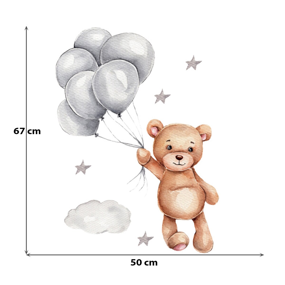 naklejki na ścianę do pokoju dziecka, sipo, miś z balonikami