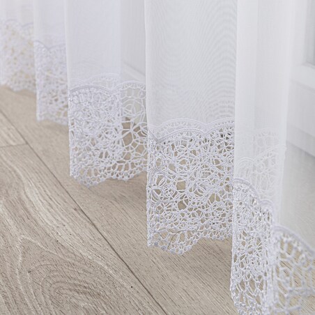 Firana na haczykach flex podwójnych 300x265 biały ze wzorem