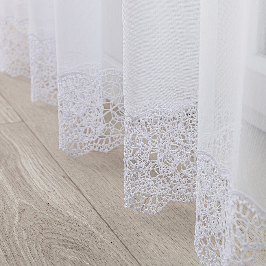 Firana na haczykach flex podwójnych 300x265 biały ze wzorem