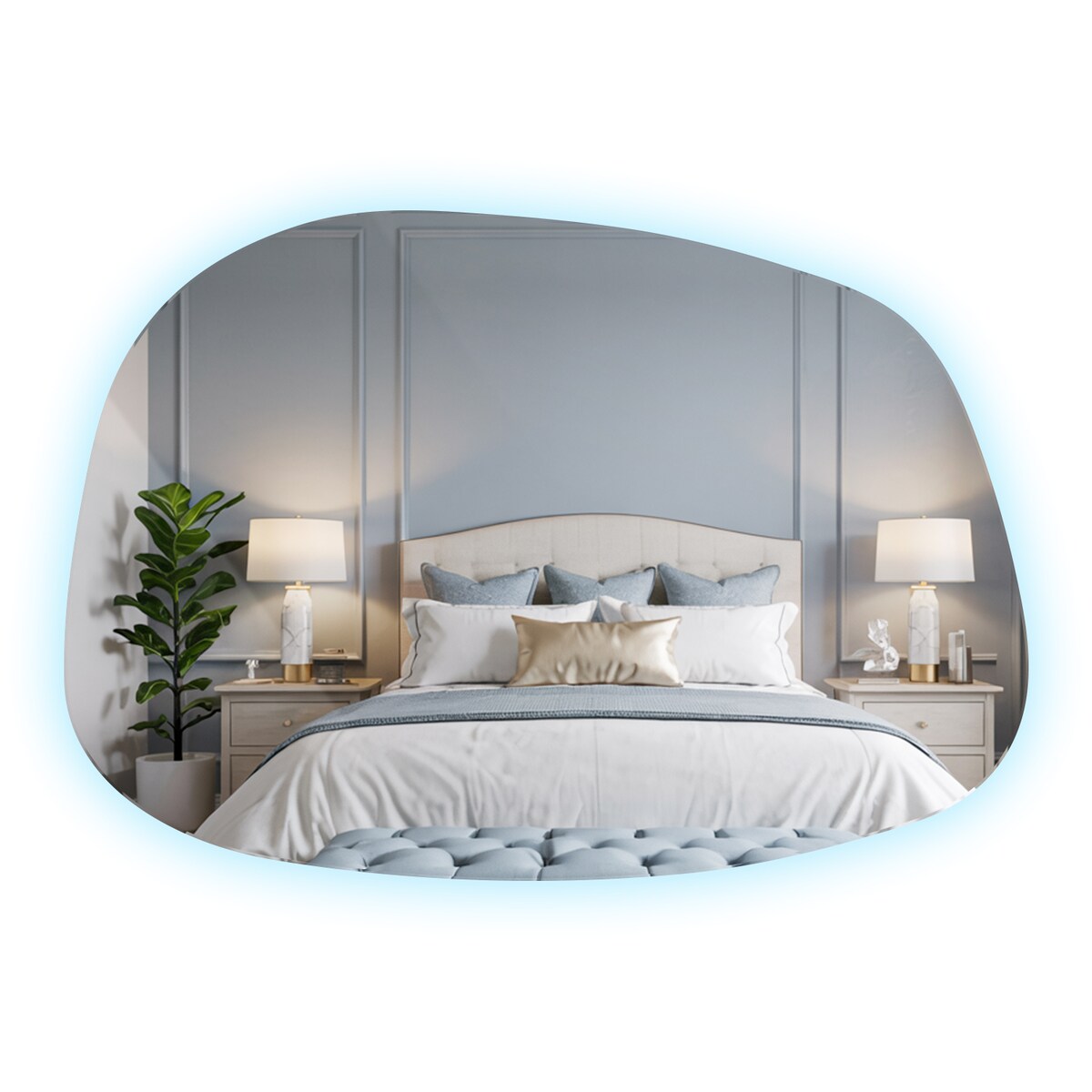 Lustro niesymetryczne LED - 67,9x47 cm - chłodne światło