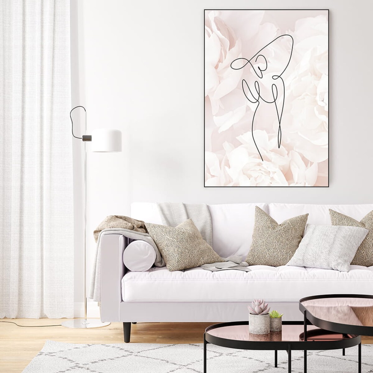 plakat line art woman in dress 1 50x70 cm