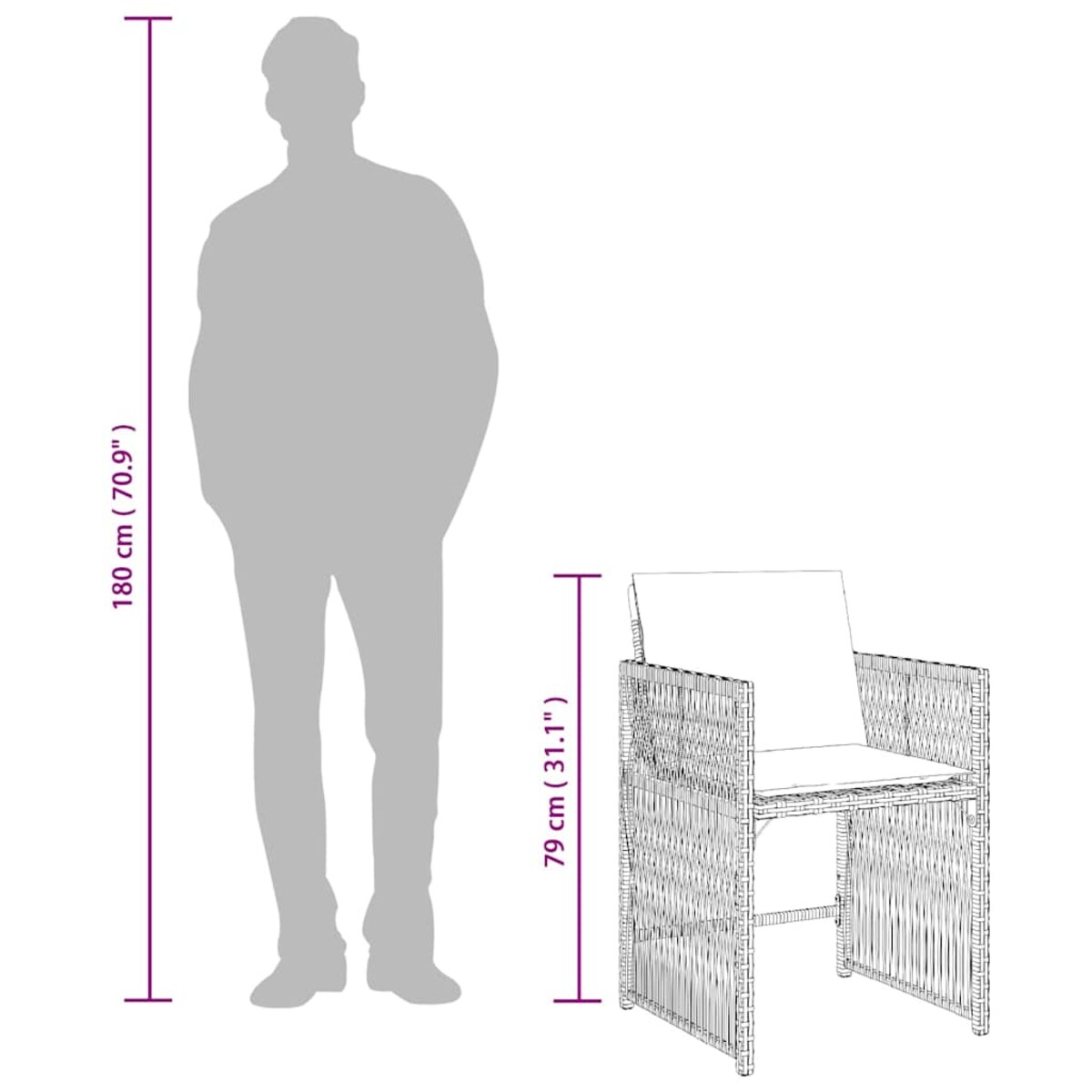 vidaXL Krzesła ogrodowe z poduszkami, 4 szt., szare, polirattan