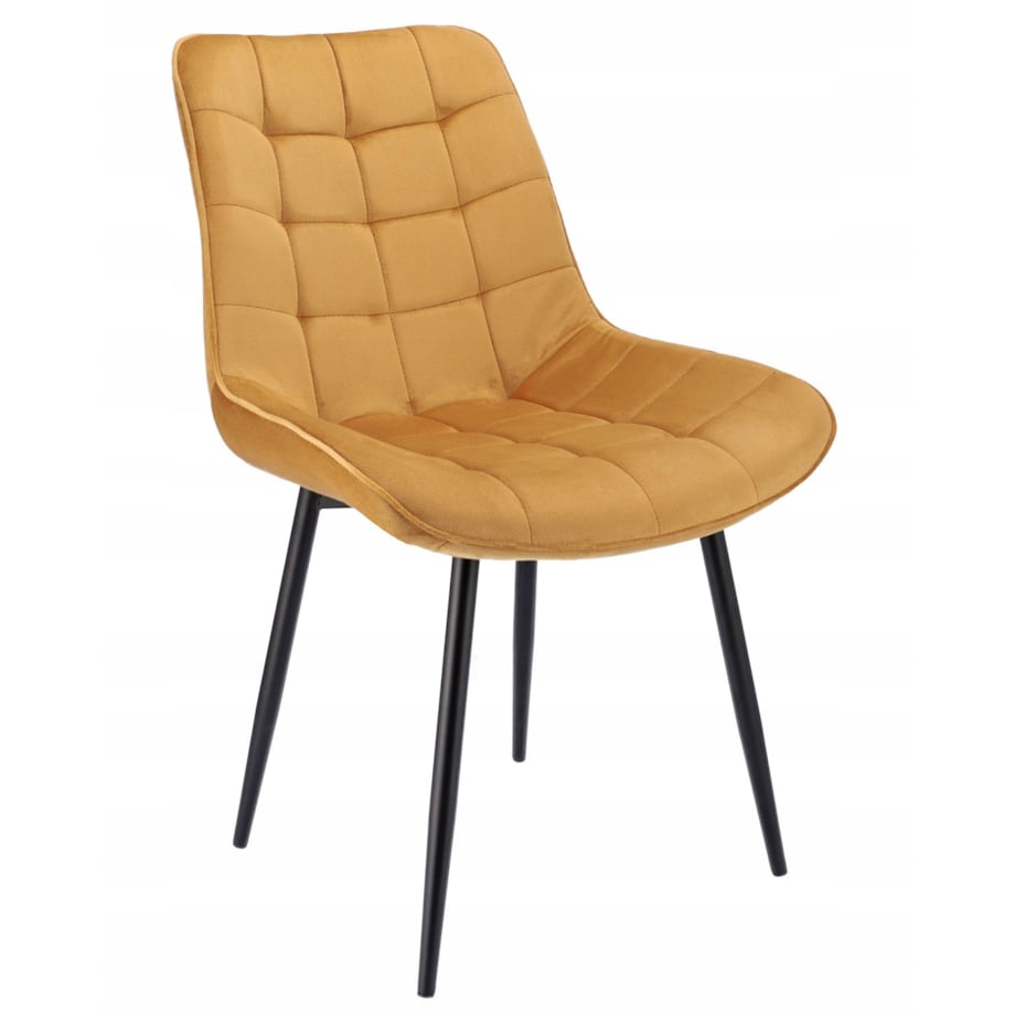 Krzesło tapicerowane welurowe MISTY musztardowe