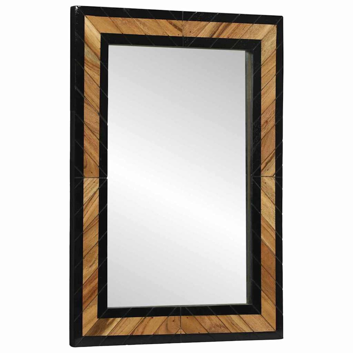 vidaXL Lustro Czarny i Brązowy 70 x 2 x 70 cm Drewno akacjowe