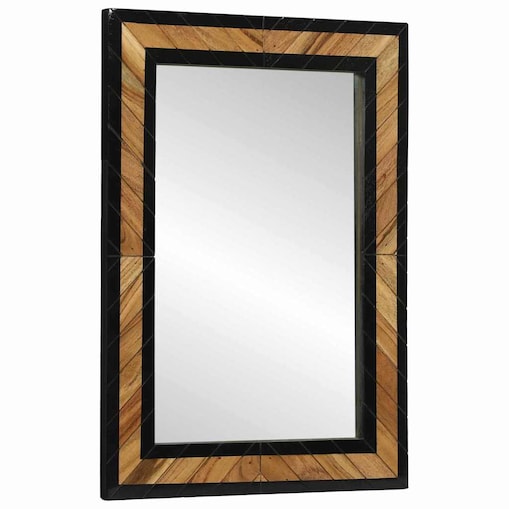 vidaXL Lustro Czarny i Brązowy 70 x 2 x 70 cm Drewno akacjowe