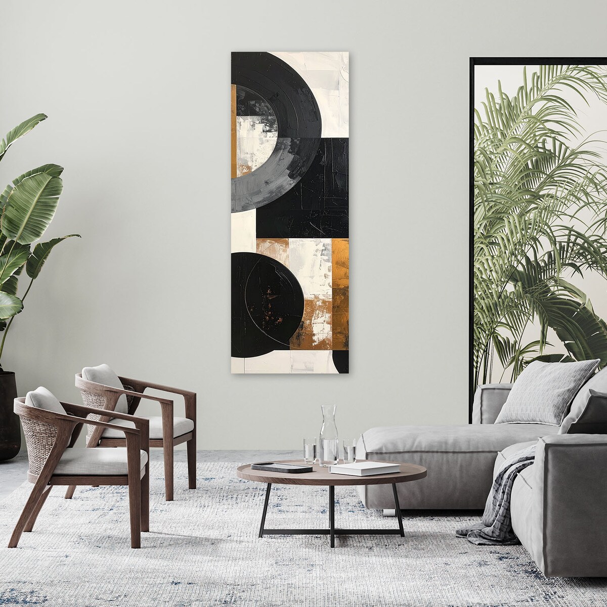 Obraz do salonu biura loftu, Geometryczne formy koła abstrakcja czarno biały