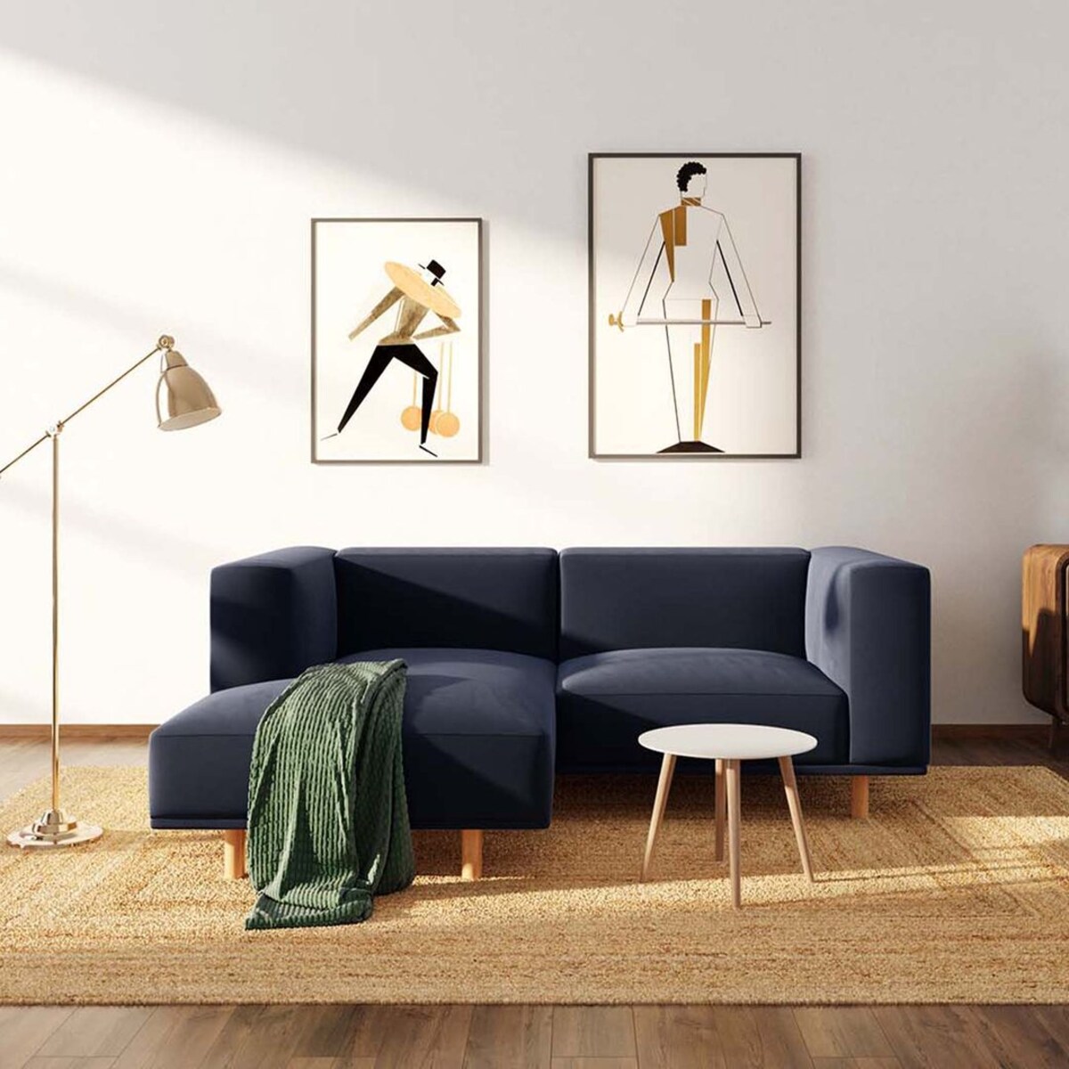 Kukumo sofa narożna lewa Granatowa