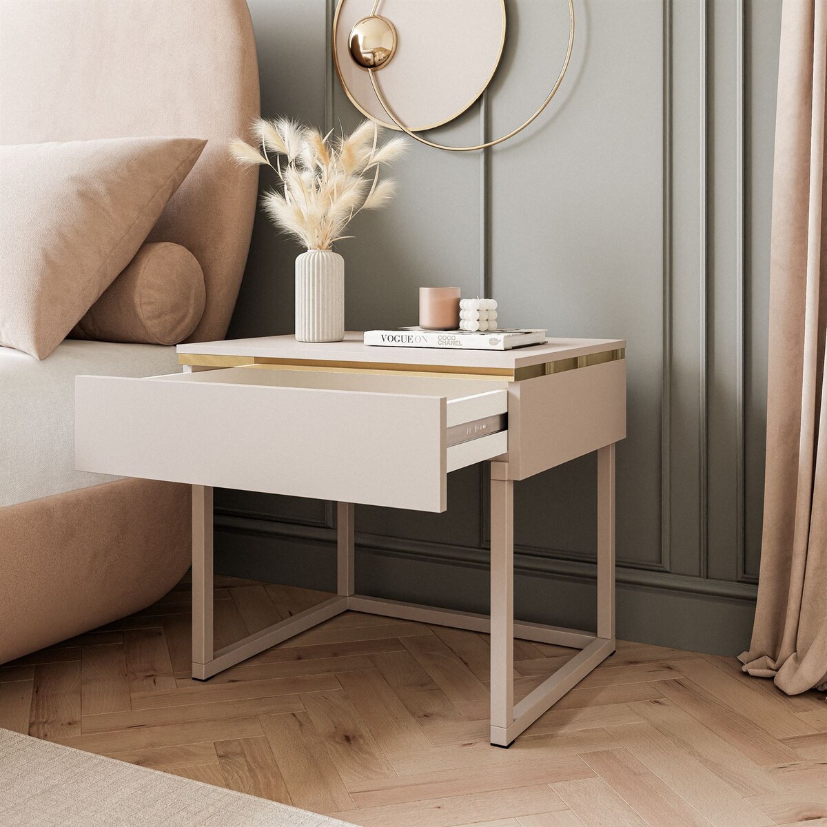 Stolik nocny na stelażu kaszmir AURORA kaszmir mat