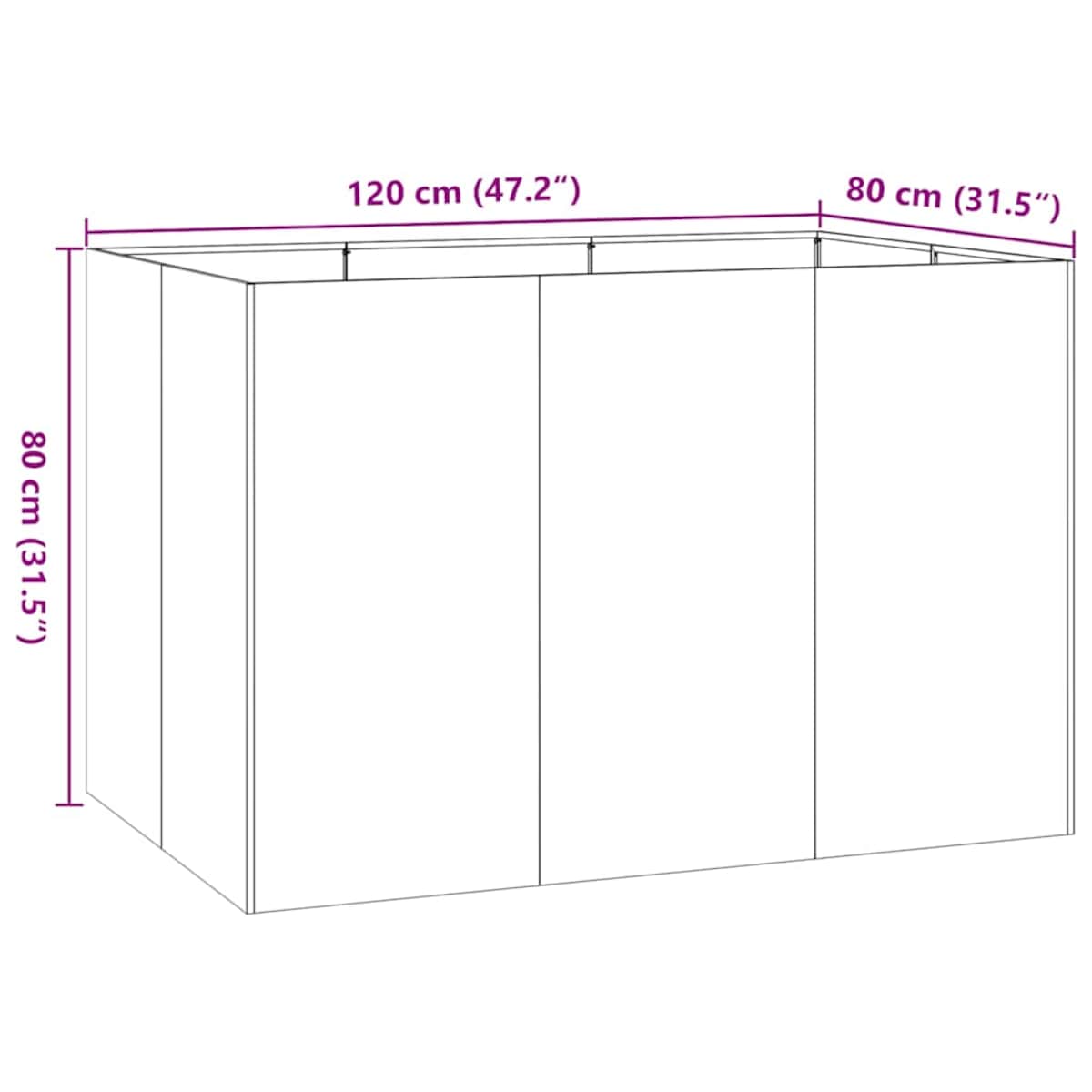 vidaXL Doniczka Biała 120x80x80 cm Stal