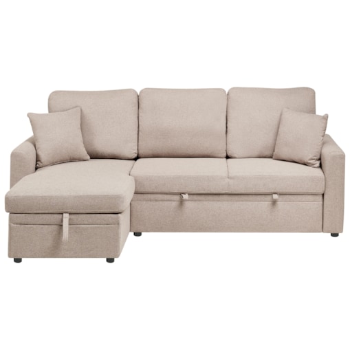 Narożnik rozkładany NASSJO Len syntetyczny Jasnobrązowy dla 3 osób Prawostronny