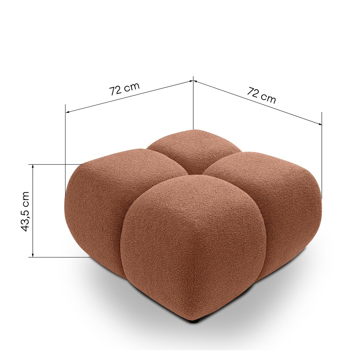 Pufa poczwórna PALIA - VI bouclé 43,5x72x72 miedziana
