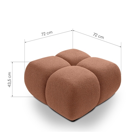 Pufa poczwórna PALIA - VI bouclé 43,5x72x72 miedziana