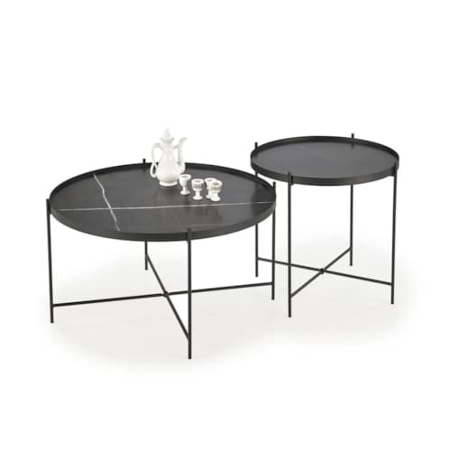 Zestaw 2 stolików kawowych JULIETA czarny marmur