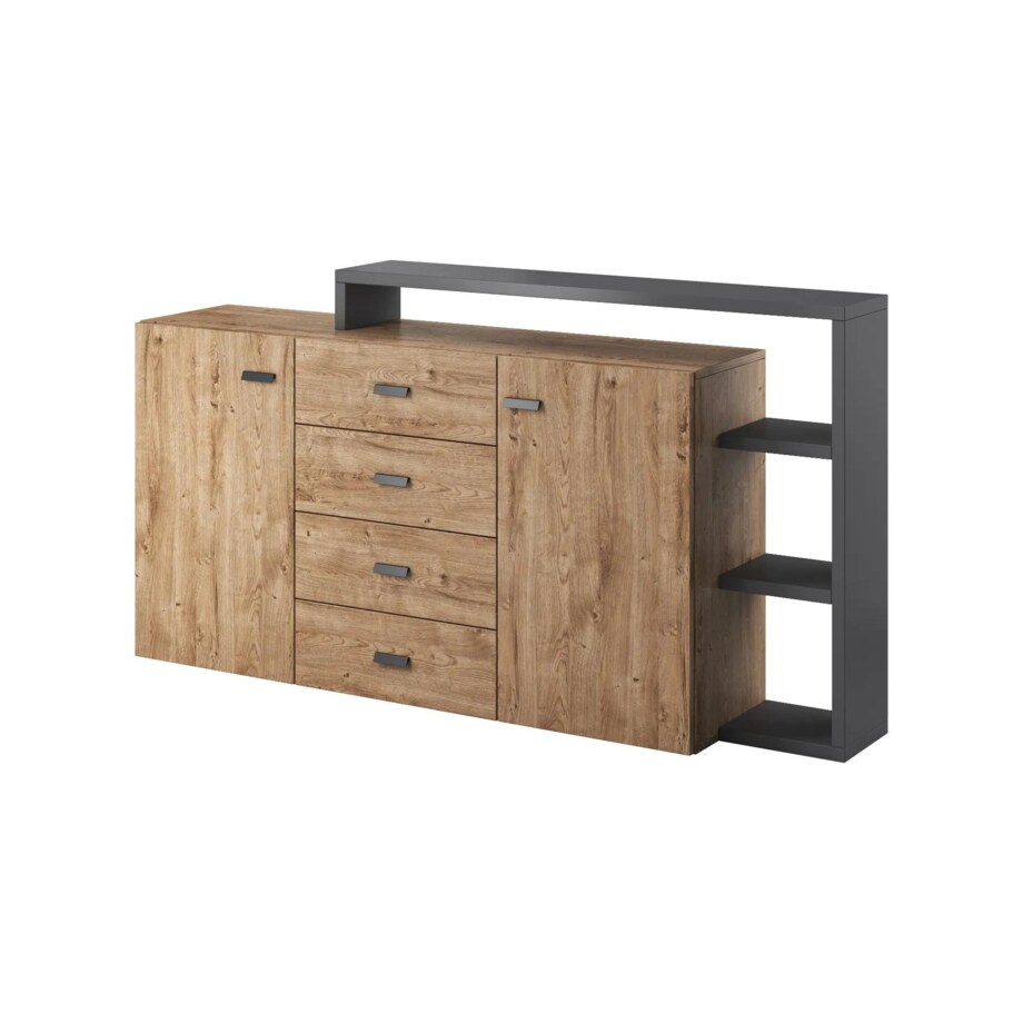 Komoda z nadstawką BOTA 2D4S 181 antracyt/dąb ribbec