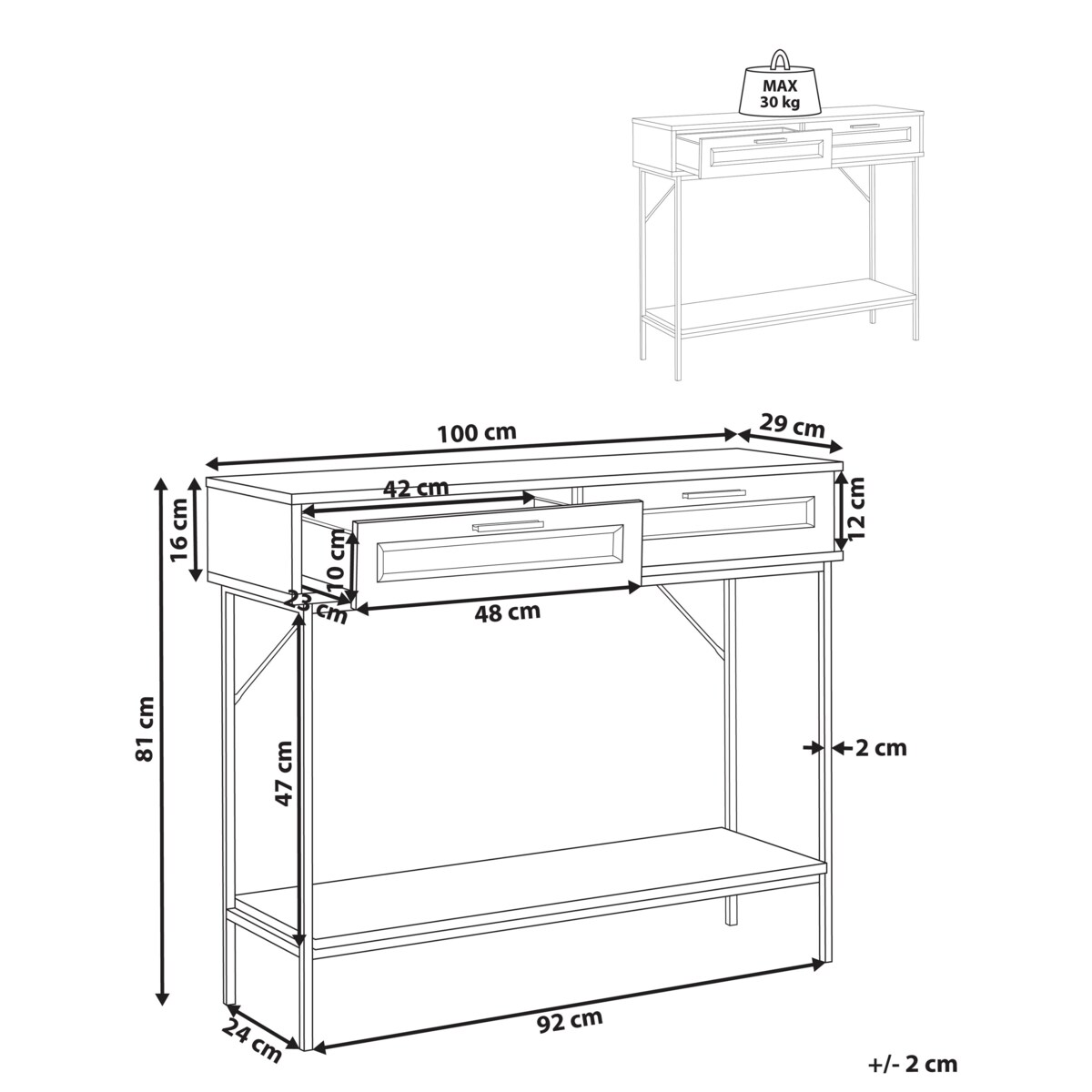Konsola fronty rattanowe jasne drewno PASCO