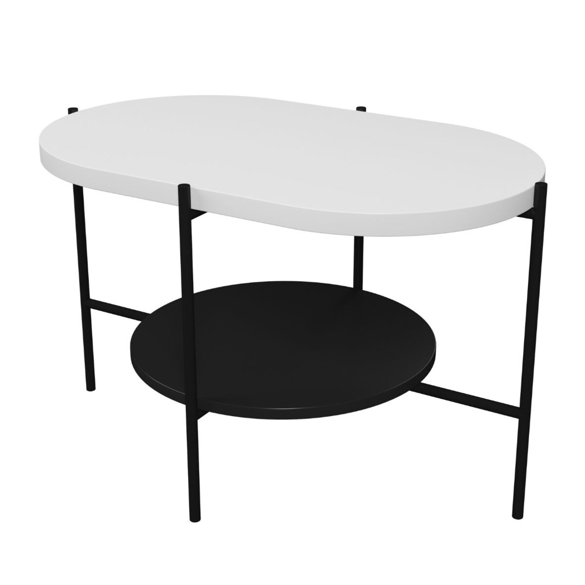 Nowoczesny stolik kawowy Dancan ARENA / czarna podstawa + biały i czarny blat