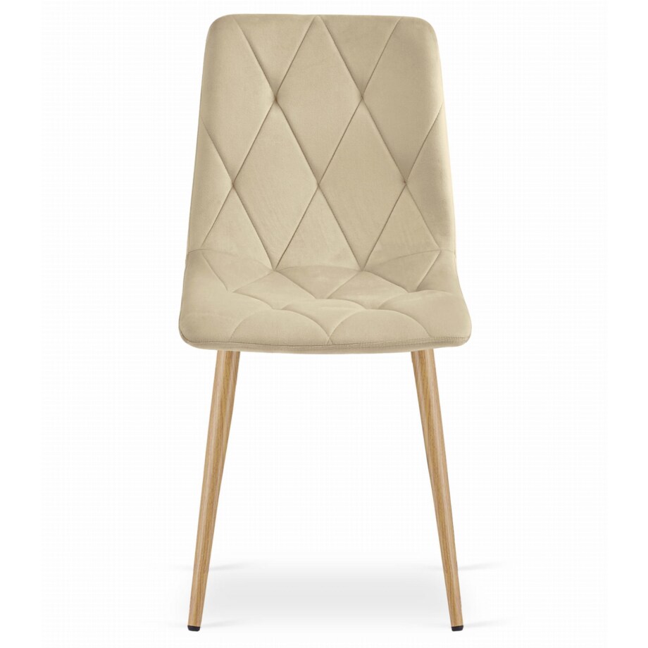 Krzesło Do Jadalni Kuchni Salonu Libra - Jasny Beż Aksamit / Nogi Kolor Drewna X 4