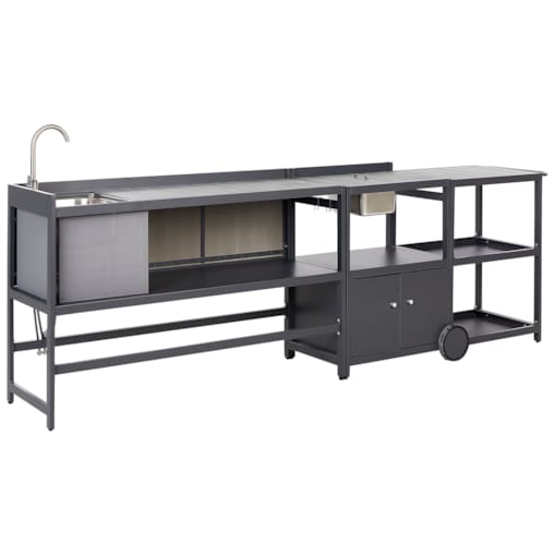 3 częściowa kuchnia ogrodowa szafka i wyspa ze zlewem szara ORTISEI